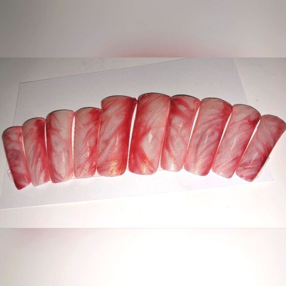 Hand crafted custom 10pc duck shape acrylic press on nails sz large - Picture 8 of 8